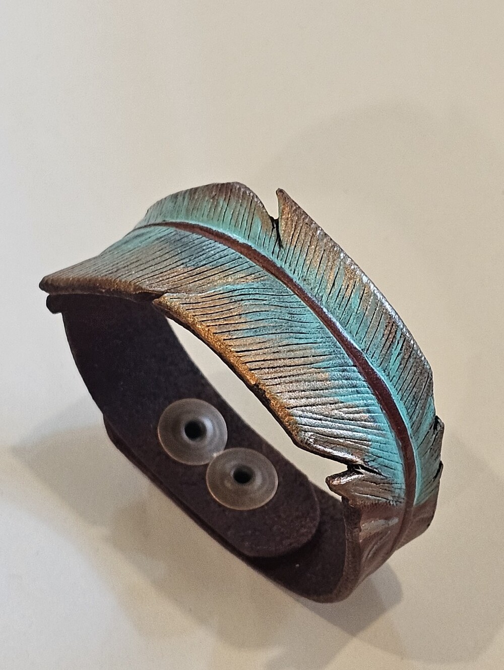 Handmade Leather Feather Bracelet